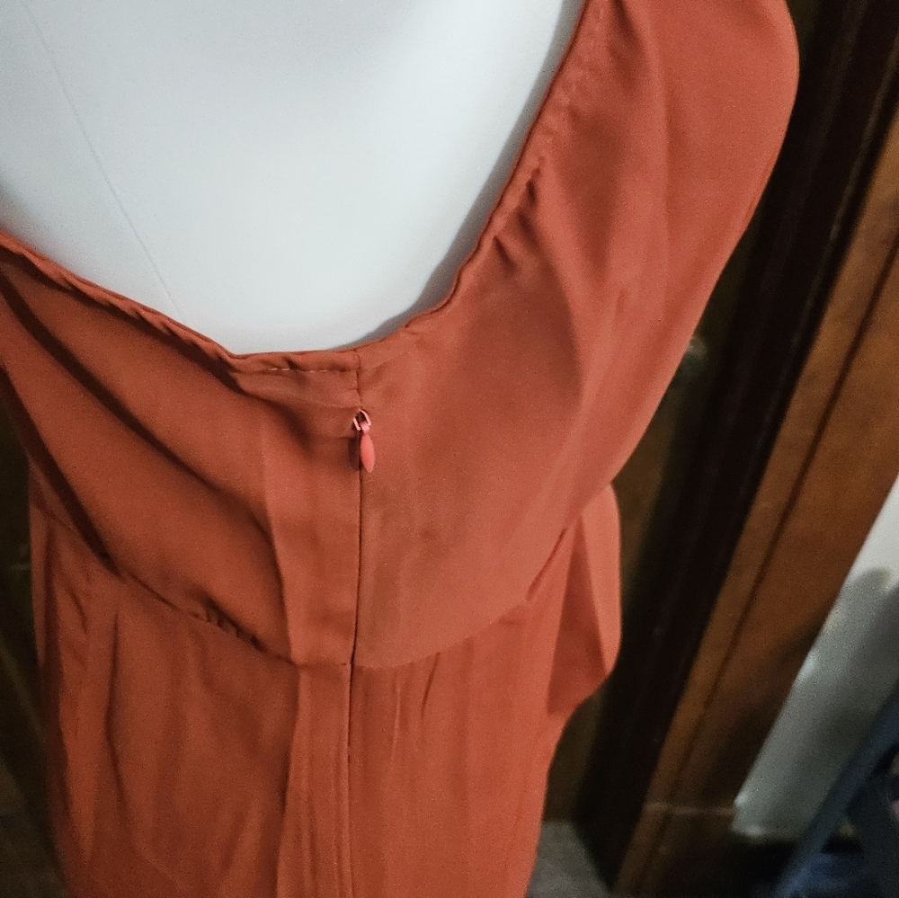 Shein Prive' Ring detail Wrap Knot Side Tie dress Burnt Orange Size L - Picture 10 of 11